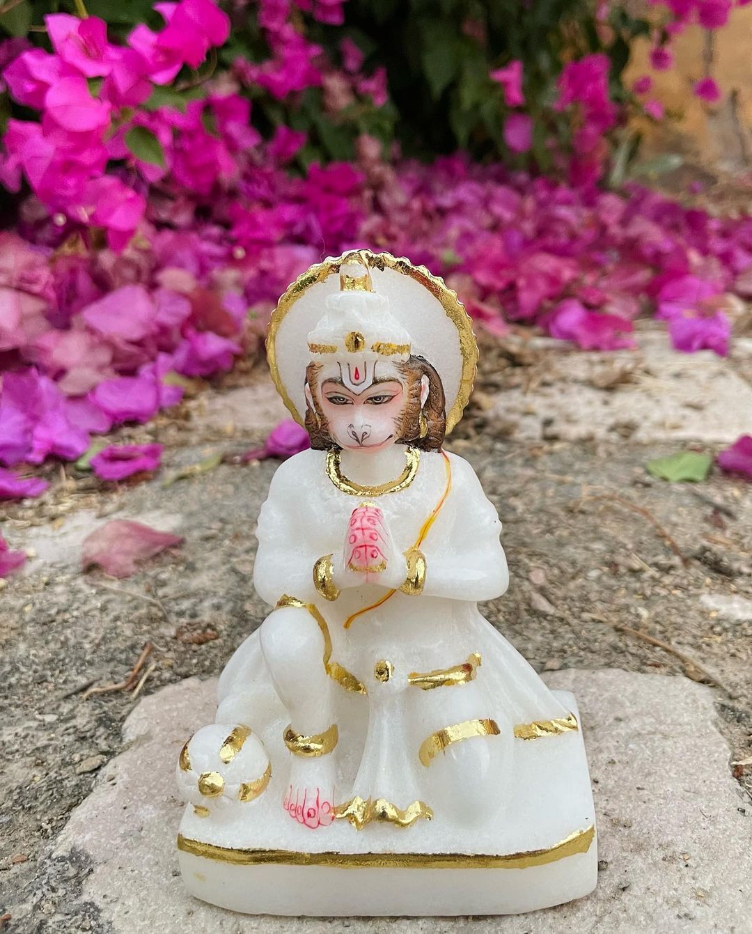 Marble Sculpture - 12 Inch, White Granite | Indian Folk Art, Hindu Religious Theme, Customized Color & Material, Ideal For Outdoor & Home Decoration