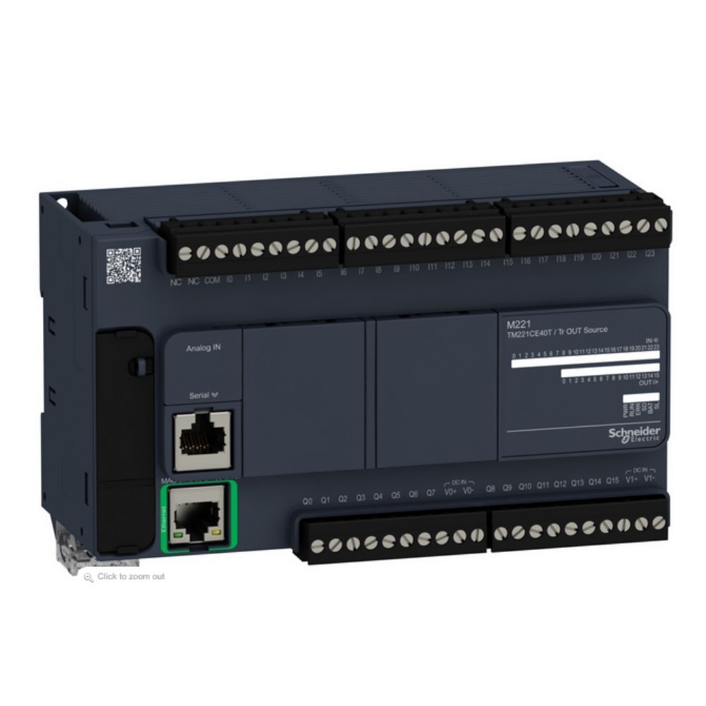 Schneider Modicon M221 - 40 Io Transistor Pnp Ethernet Logic Controller For Machine & Sequence Control Applications 24v Dc Supply Voltage 1-year Warranty