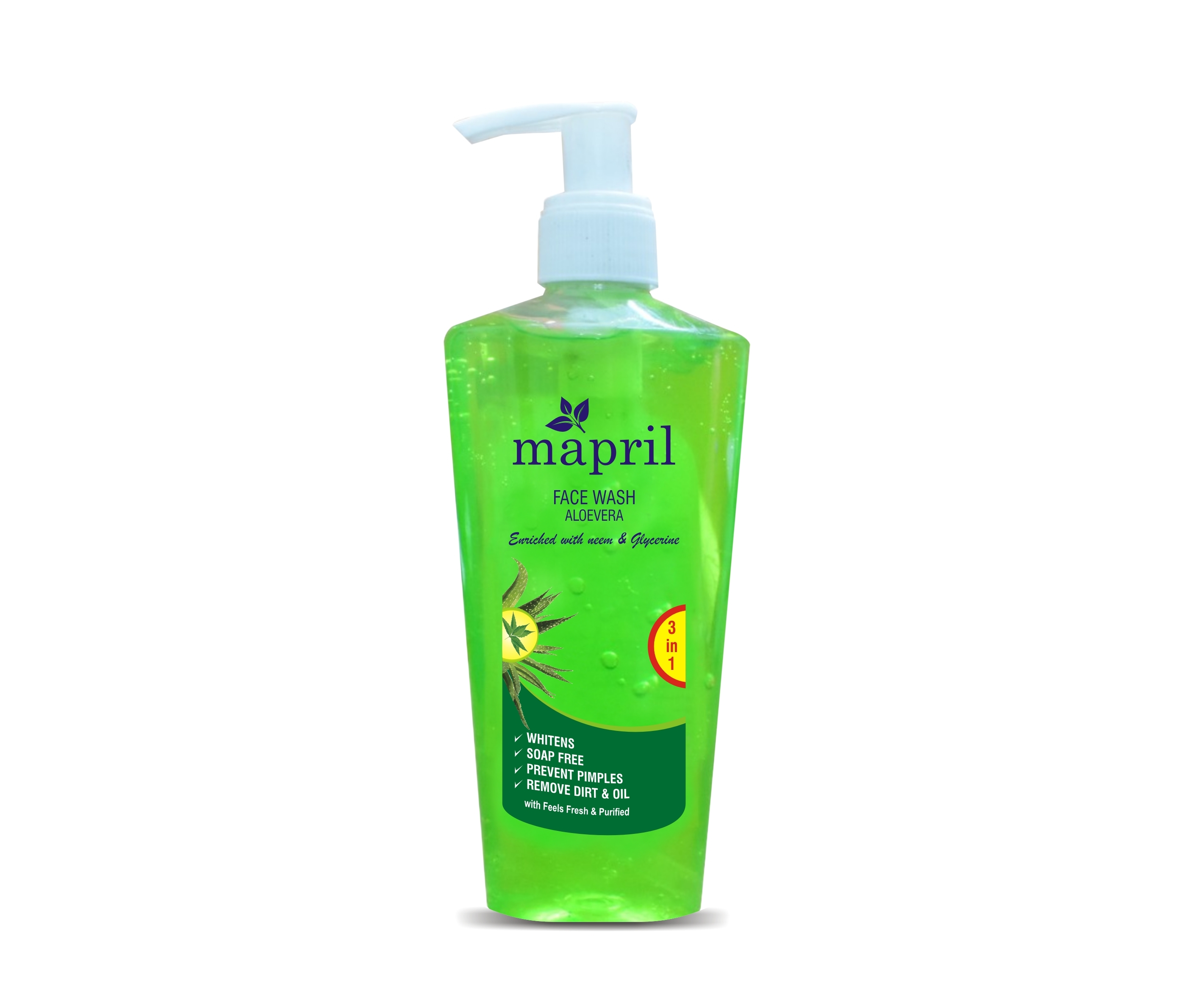 Face Wash With Purifying Neem & Aloe Vera Extracts For Prevents Pimple And Make Skin Soft - Herbal Gel, Green Color, Uv Blocking | Safe For All Skin Types, Smooth Texture, 2-year Shelf Life