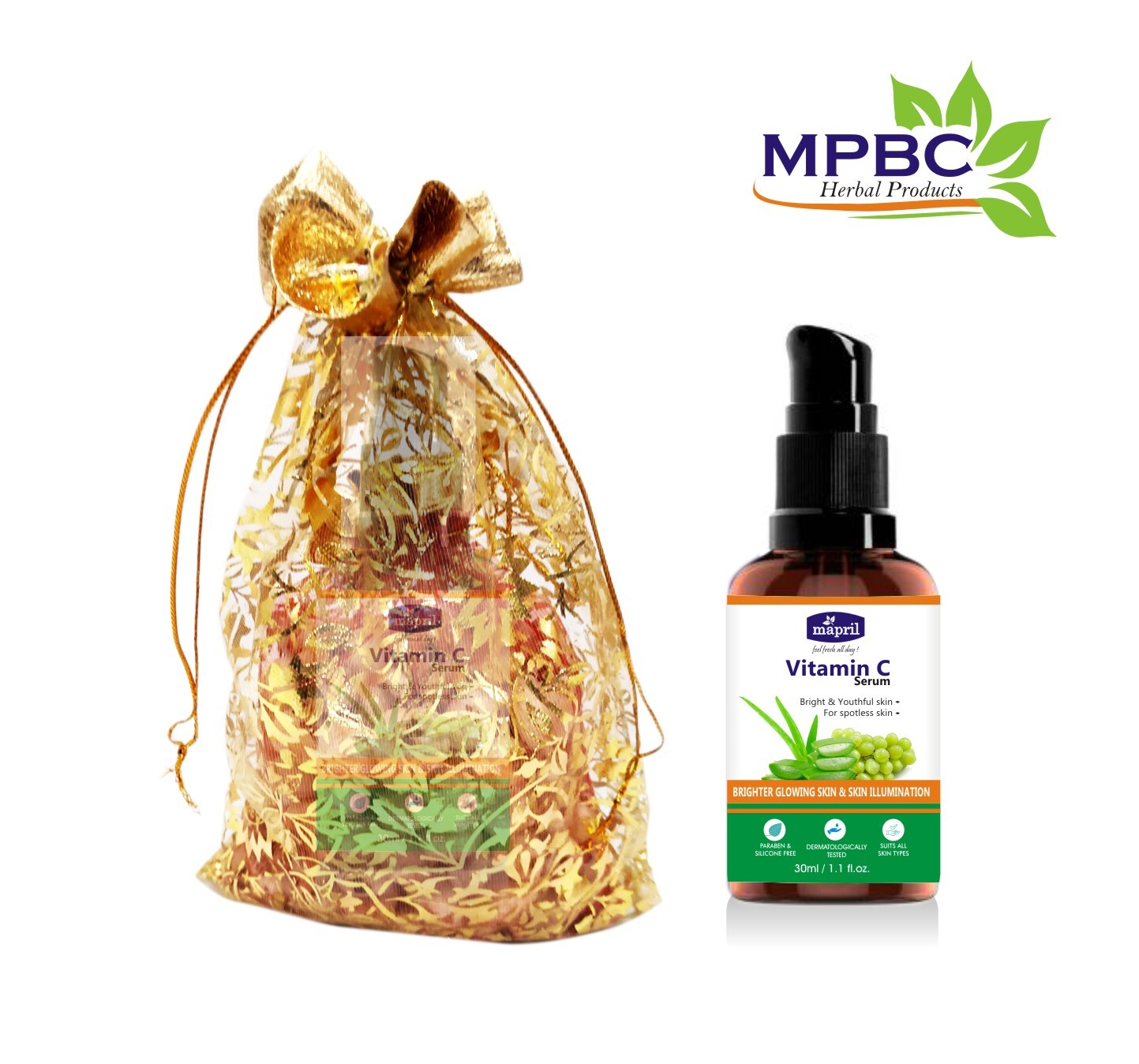 Mpbc Vitamin C Serum - 30ml Natural Formula | Anti-wrinkles, Skin Brightening, Nourishing, Dark Circles Remover, Instant Glow