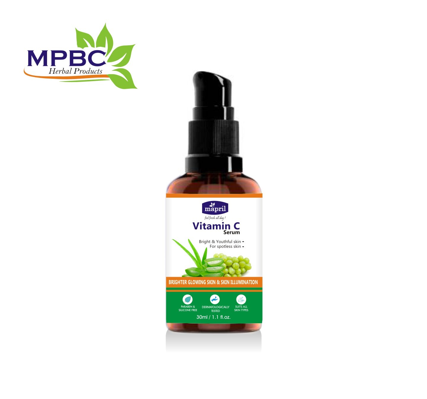 Mpbc Vitamin C Serum - 30ml Natural Formula | Anti-wrinkles, Skin Brightening, Nourishing, Dark Circles Remover, Instant Glow