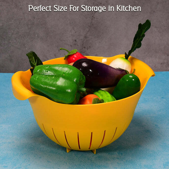 Plastic Fruits Vegetable Noodles Pasta Washing Bowl - Bpa-free Plastic, 27x23x15 Cm, Mix Color | Fine Drainage Design, Easy To Clean, Dishwasher Safe