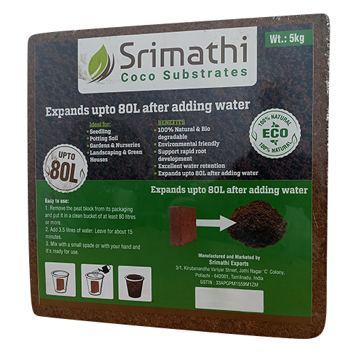 5kg Pith Block - Coconut Peat, Light Brown Color | Moisture Level: Nil, Ideal For Horticulture And Soil Conditioning