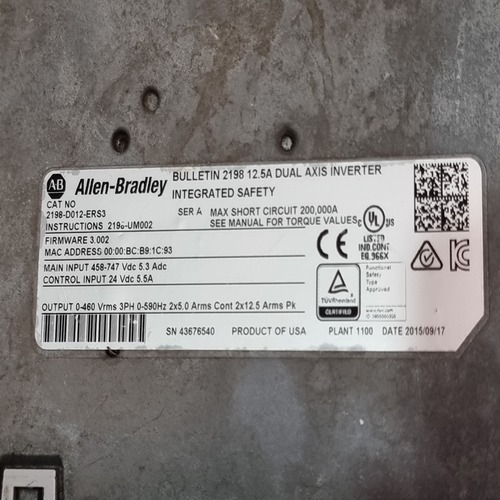 Allen-bradley 2198-d012-ers3 Kinetix 5700 Servo Drive