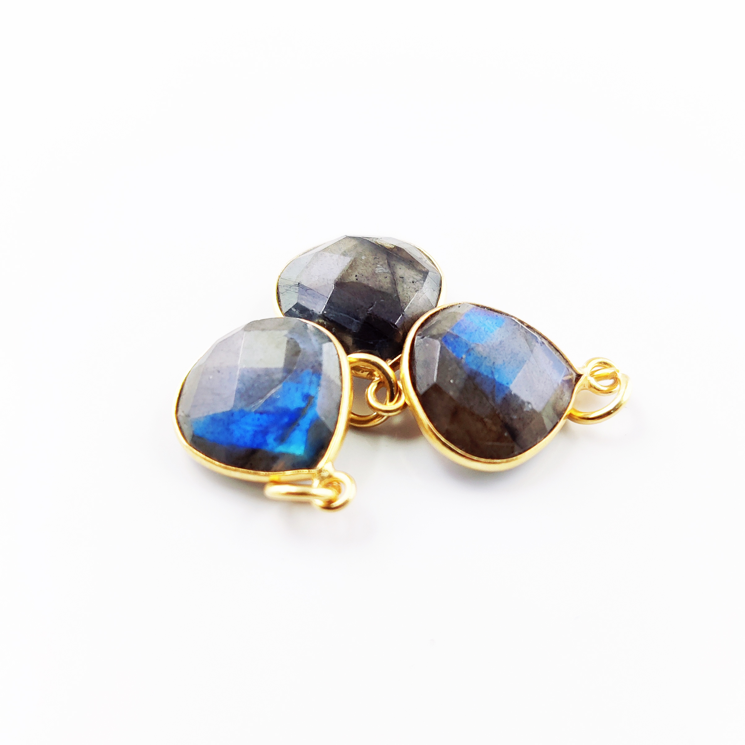 Same As Photo 12mm Heart Shape Gemstone Gold Vermeil 925 Sterling Silver Bezel Pendant