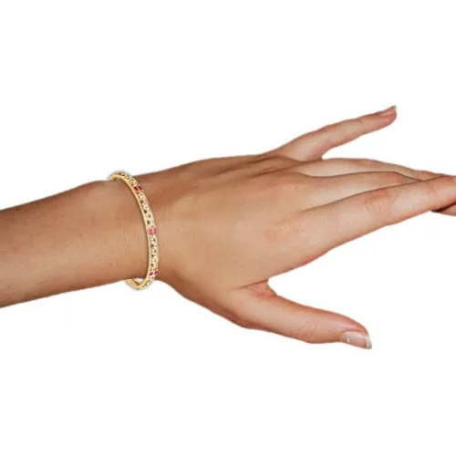 14k Yellow Gold Amisha Diamond Ruby Bangle Excellent