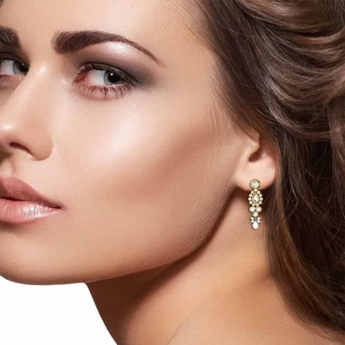 Pacata Kundan Earrings - 2.81g, Premium Quality Yellow Gold With Elegant White Gold Accents And Versatile Design Options