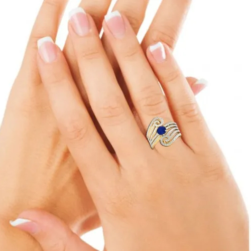 Round Yellow Gold Aashirya Simulated Diamond And Gemstone Ring
