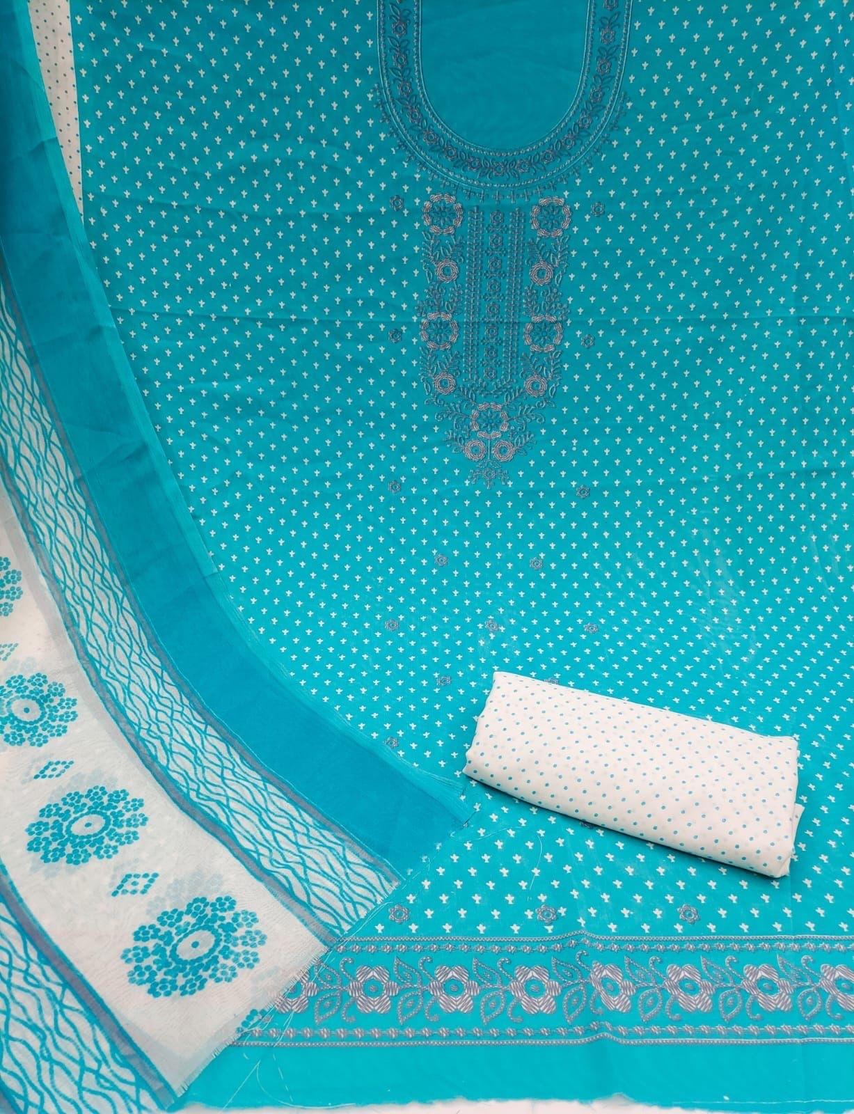 Linen Dress Material - Leon Print 2 Mtr Top, Leon Print 2.3 Mtr Bottom, Dani Printed Dupatta 2 Mts, Ideal For Contemporary Wear
