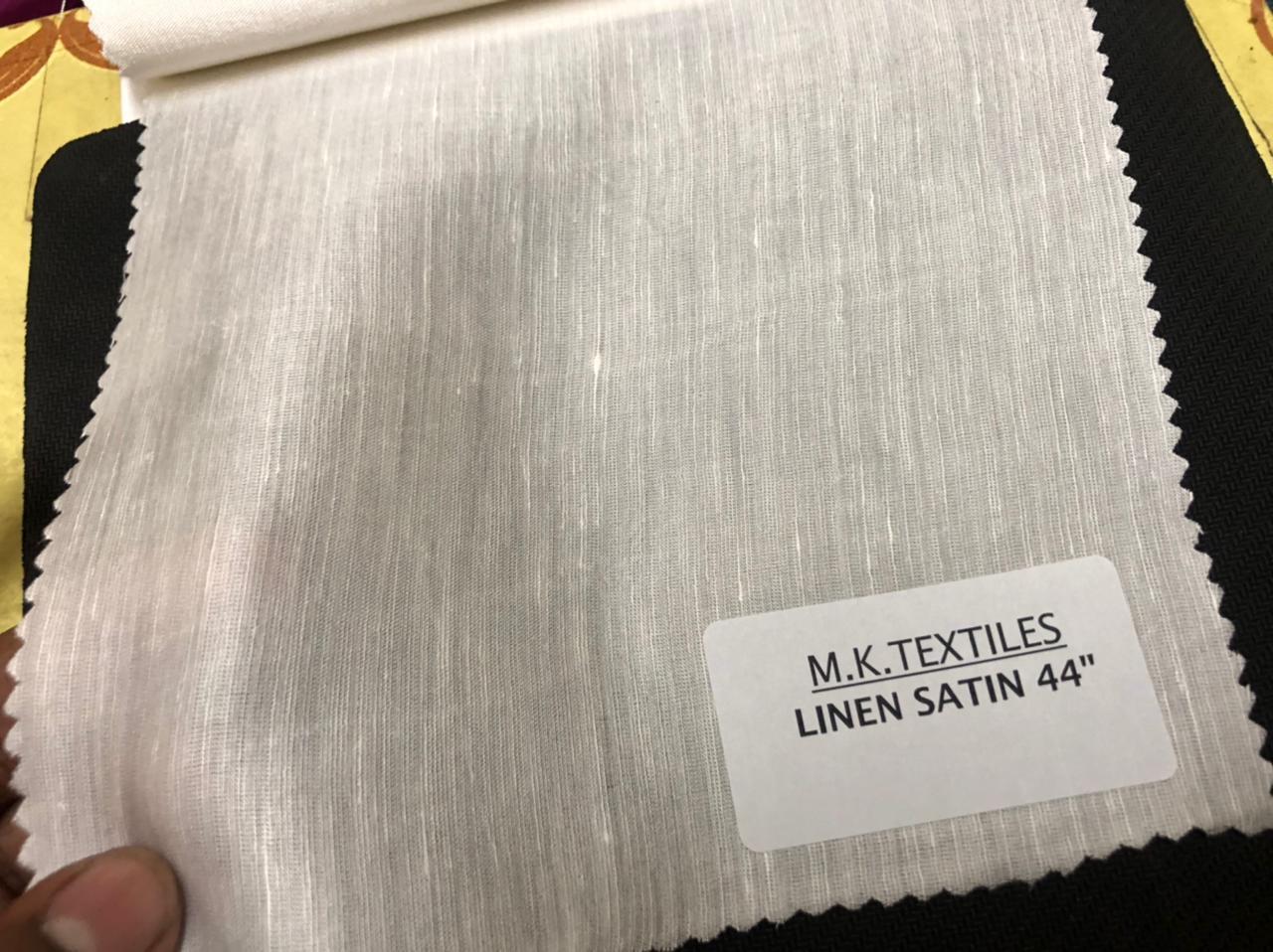 White Dyeable Linen Satin Fabric - Color: Different Available