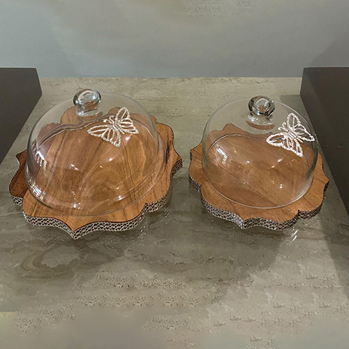 Wood Glass Domes With Base
