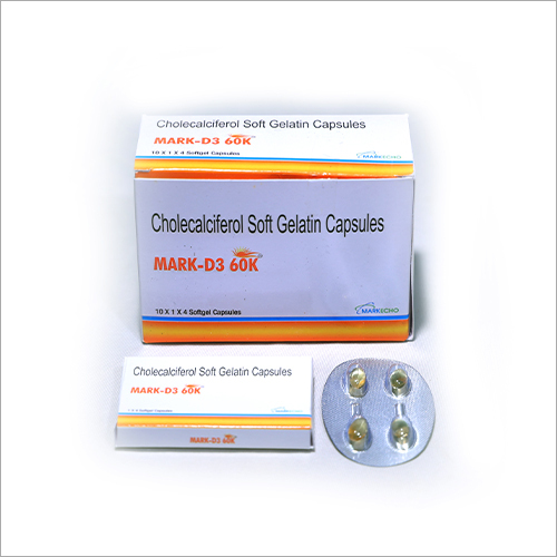 Mark -D3 60k Soft Gelatin Capsules | Cholecalciferol to Strengthen Bones, Support Calcium Absorption, Treat Vitamin D Deficiency, Suitable for Adults and Teens