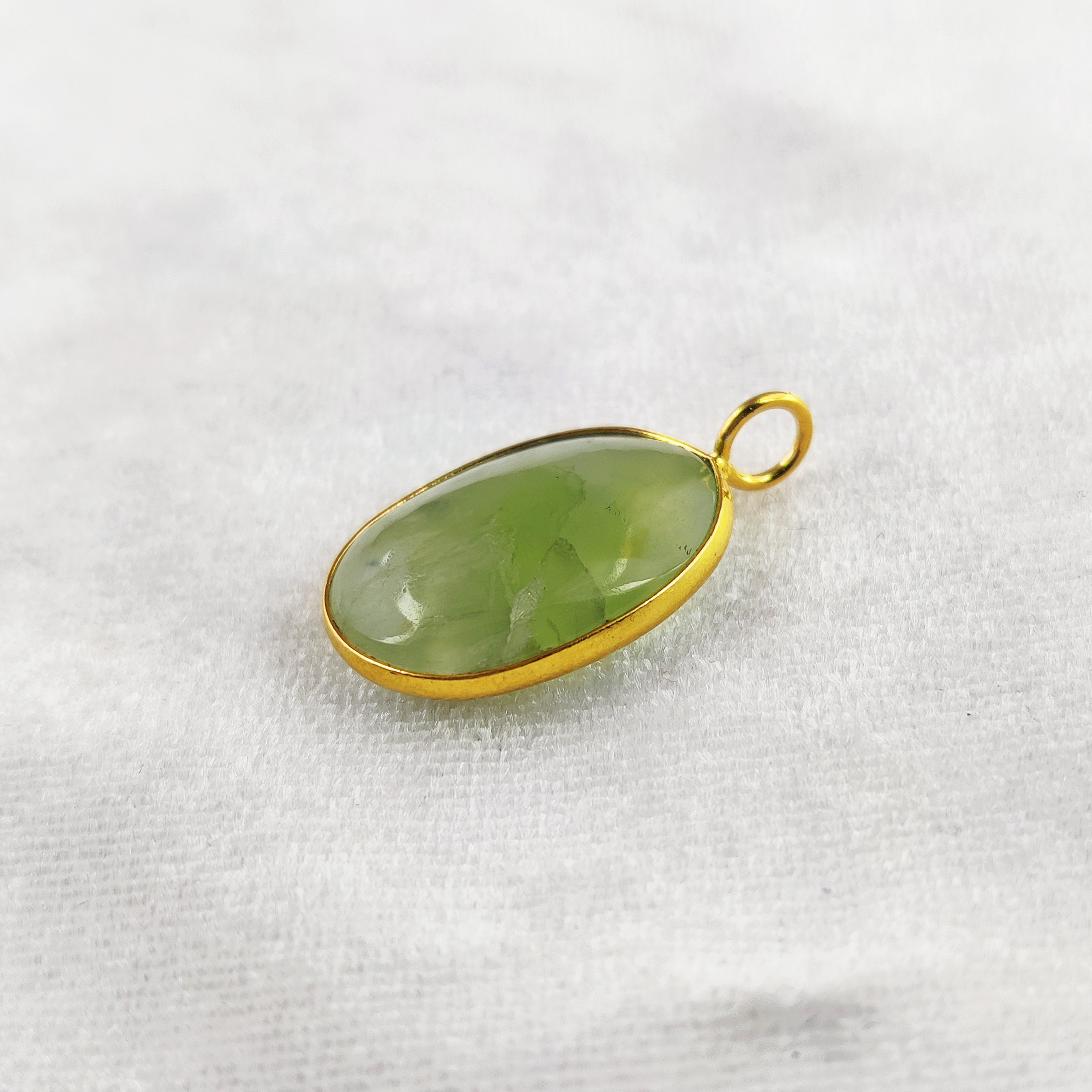 Oval 20x16mm Smooth Tumble Gold Vermeil 925 Silver Bezel Pendant
