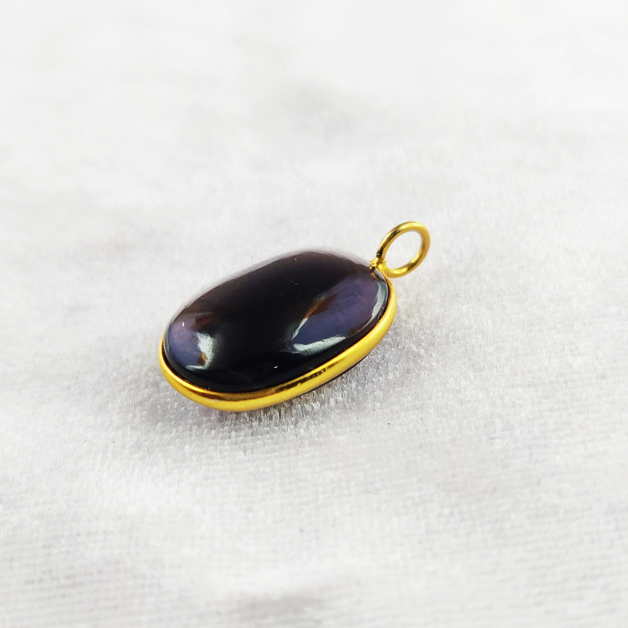 Oval 20x16mm Smooth Tumble Gold Vermeil 925 Silver Bezel Pendant