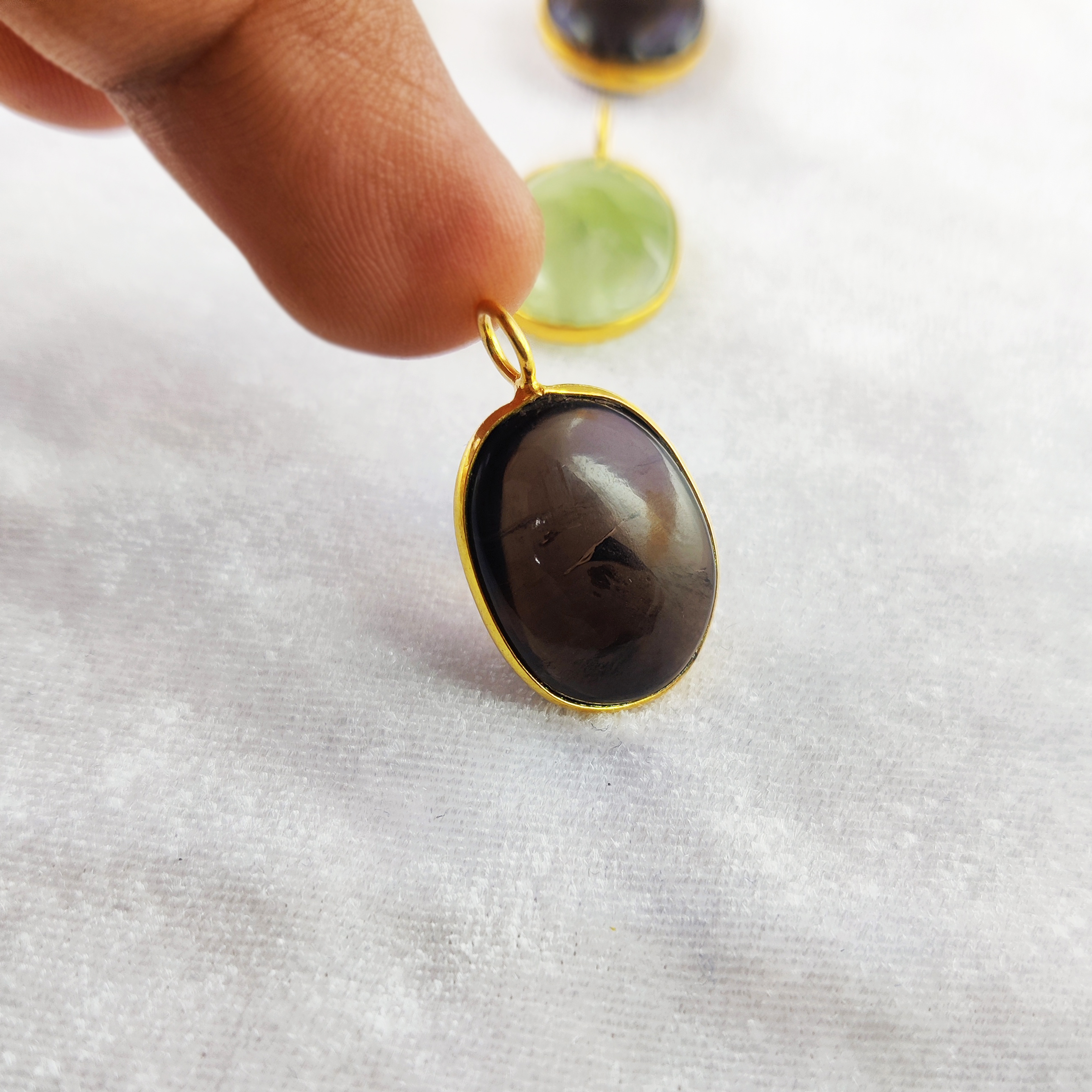 Oval 20x16mm Smooth Tumble Gold Vermeil 925 Silver Bezel Pendant