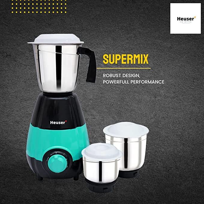 Green Mix-q Supermix Mixer Grinder With Power Tron Motor And Motor Vent X Technology
