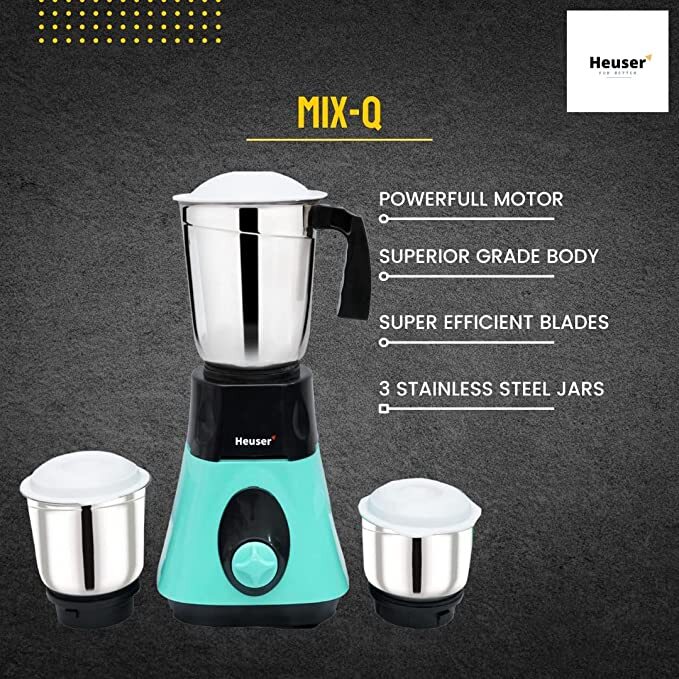 Green Mix-q Supermix Mixer Grinder With Power Tron Motor And Motor Vent X Technology