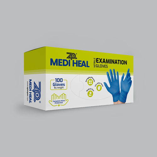 Nitrile Examination Gloves - Nitrile Material, 240 mm Cuff Length, Blue Color | Chemical Resistant, Puncture Resistant, Powder Free, Full Finger Design, Textured Fingertips