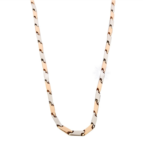 Silver-Gold Mens Platinum And Rose Gold Two Tone Neck Chain