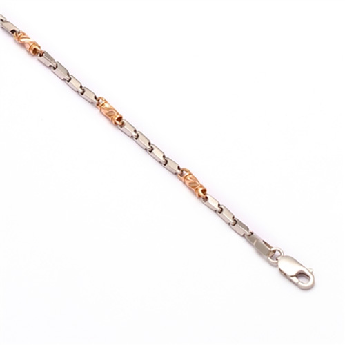 सिल्वर-गोल्ड मेन्स प्लेटिनम और रोज़ गोल्ड फैंसी टू टोन चेन