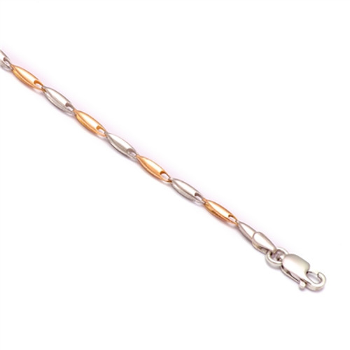 सिल्वर-गोल्ड लेडीज़ ओपन लिंक प्लेटिनम टू टोन चेन