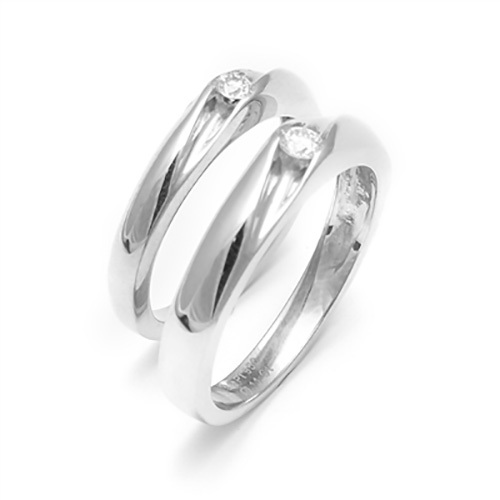 Silver Platinum Handcrafted Couple Ring