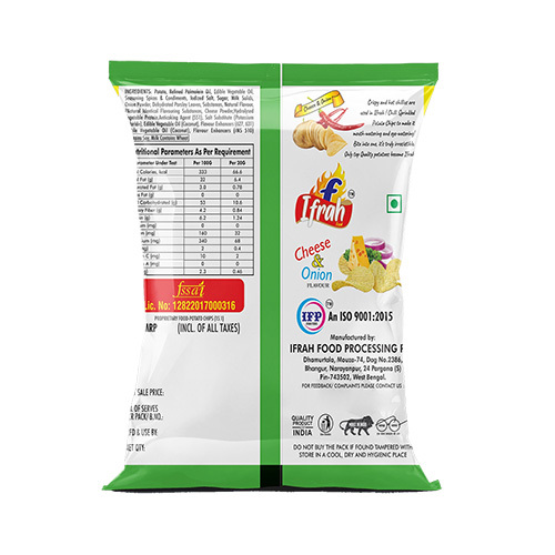 Cheese And Onion Potato Chips - Fresh Potatoes, 150x170 Gm, Fried, 2-3 Month Shelf Life, Spicy Flavor Burst With Savory Aroma