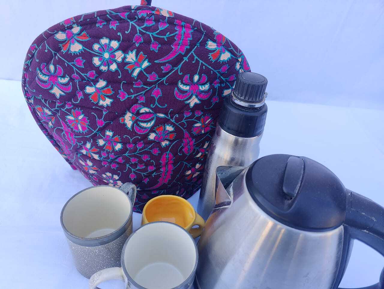 Tea Cozy - Cotton, 10x10x10cm, Brown | Floral Pattern, Hand Wash Care, Keeps Teapot Warm, Enhances Tea Drinking Experience