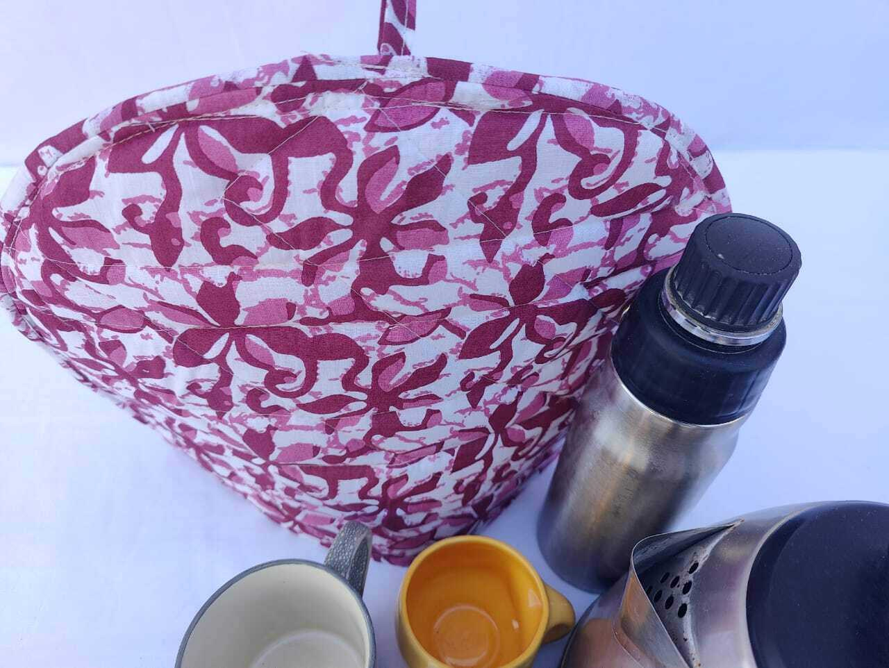 Tea Cozy - Cotton, 10x10x10cm, Brown | Floral Pattern, Hand Wash Care, Keeps Teapot Warm, Enhances Tea Drinking Experience
