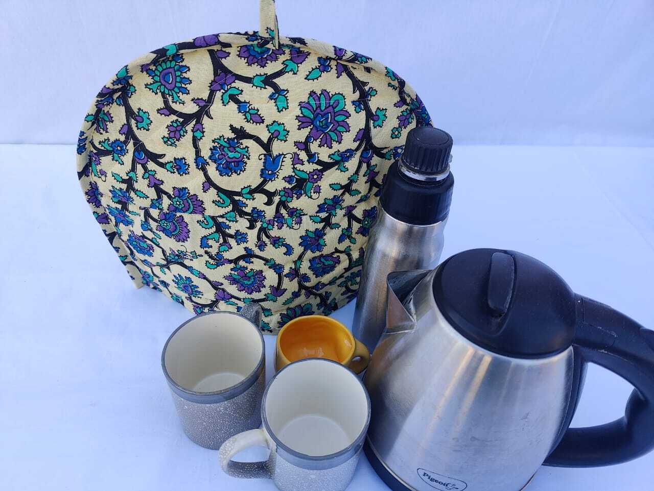 Tea Cozy - Cotton, 10x10x10cm, Brown | Floral Pattern, Hand Wash Care, Keeps Teapot Warm, Enhances Tea Drinking Experience