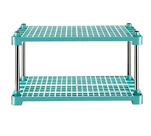 Blue 2 Shelves Standing Storage Shelf Cosmetic Organizer Multipurpose Rack