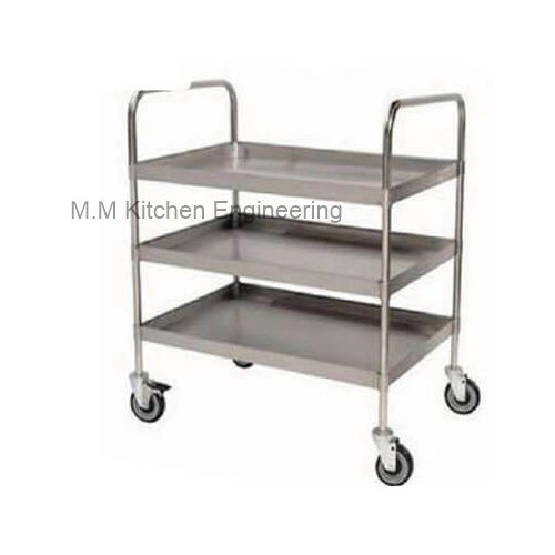 स्टेनलेस स्टील किचन यूटिलिटी ट्रॉली