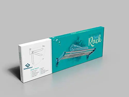 Towel Bathroom Rack - Stainless Steel & Virgin Abs, 8 Kg Capacity, Rust-free, Eco-friendly, Foldable Wall-mount - Elegant Green Design