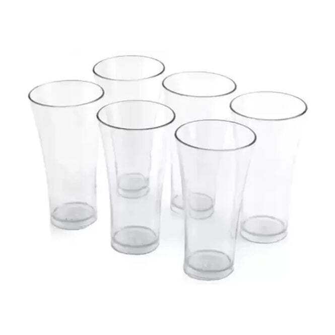 Drinking Glasses For Water Juice - Bpa Free Polycarbonate, 8x8x30 Cm, White | Shatter Resistant, Lightweight, Stackable, Ideal For Bars & Catering