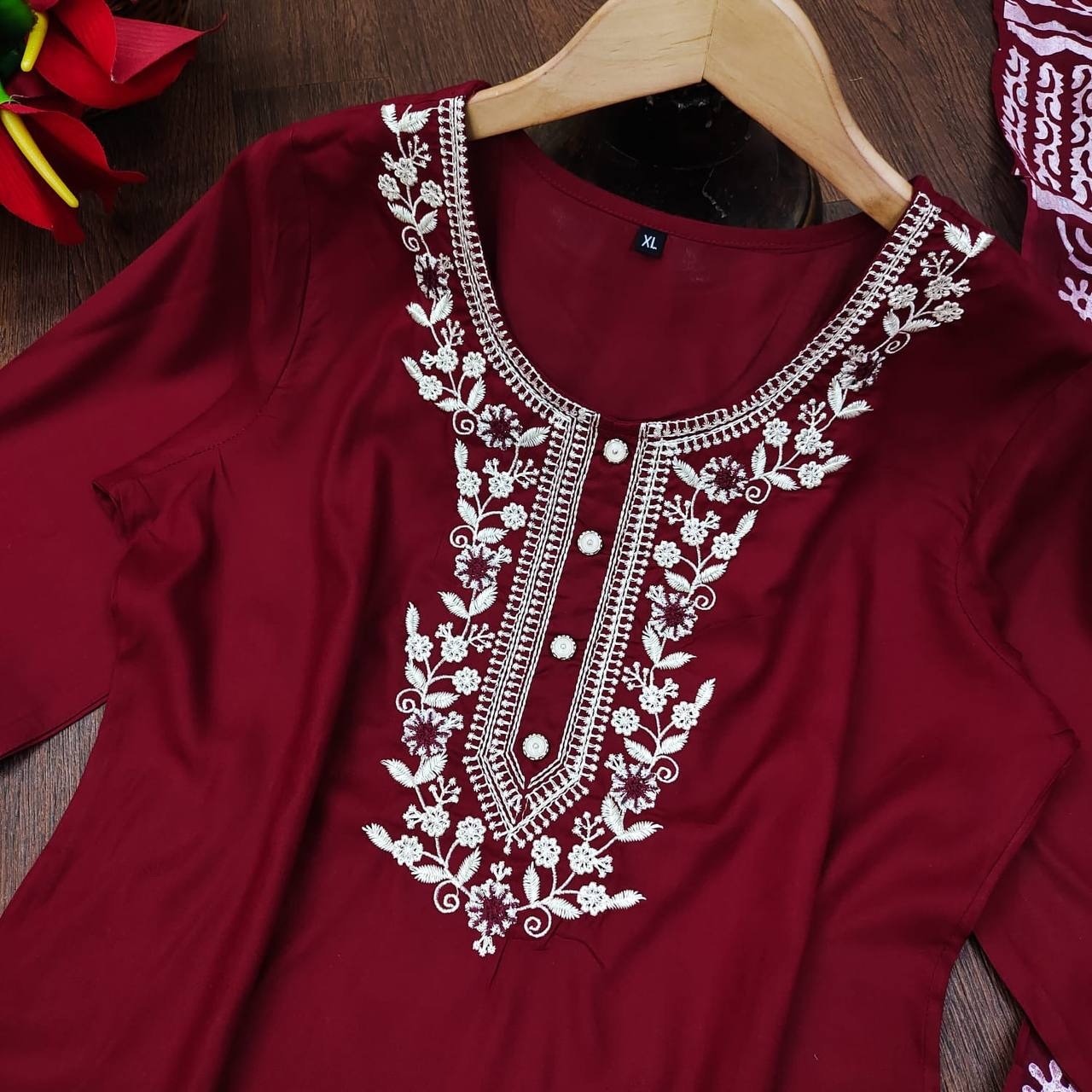 Washable Isha Maroon Rayon Kurti