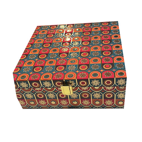 Wedding Swastik Box - Laminated Material, Different Sizes Available | Embossed Surface for Elegant Decoration