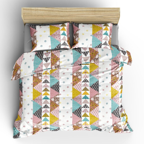 Double Bedsheet With 2 Pillow Covers - Cotton Blend, 220 cm x 244 cm & 46 cm x 69 cm | 14 Designs in 3 Colors, Envelope Packing