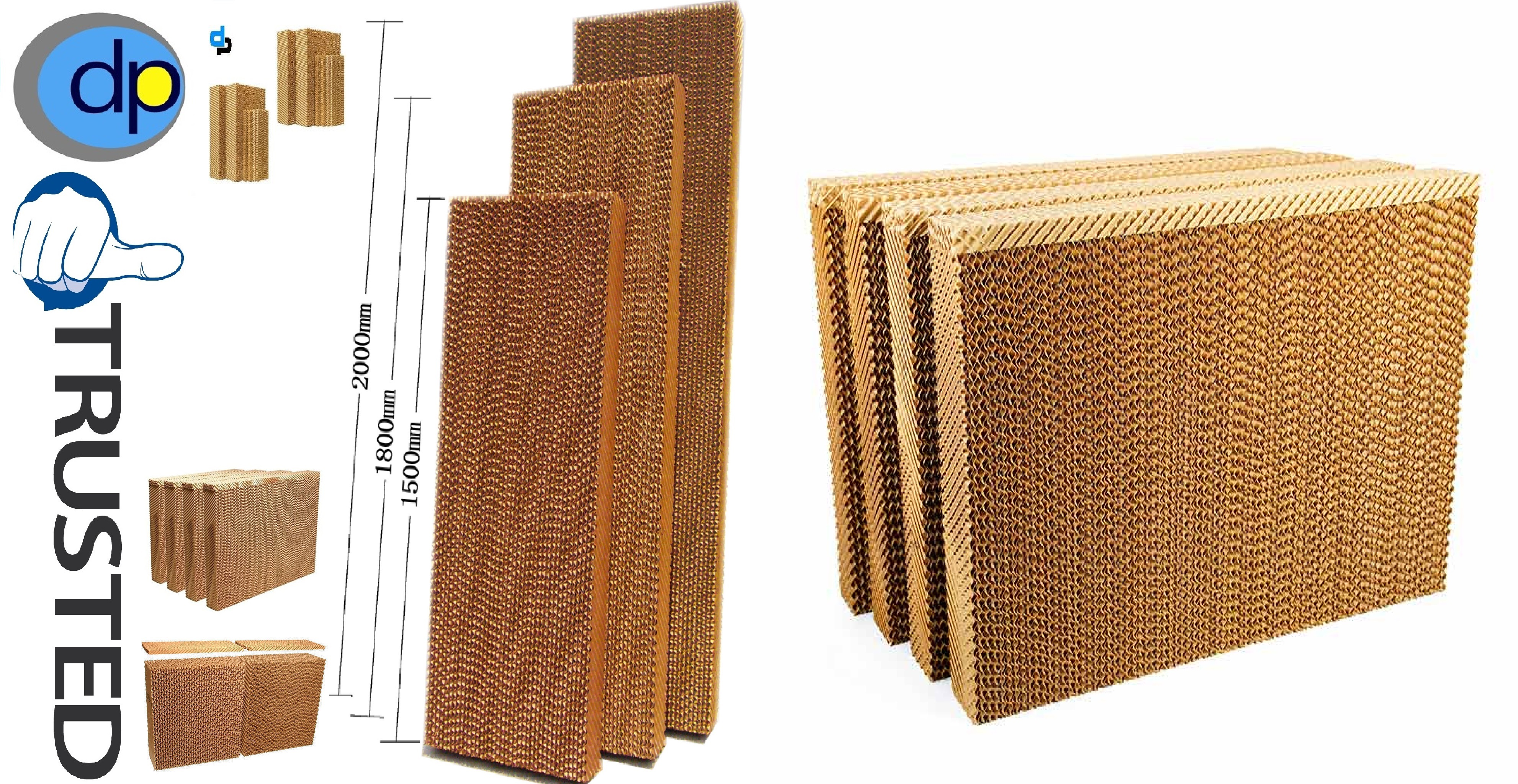 Evaporative Cellulose Cooling Pad - Available Sizes (600x600 To 1800x600 Mm) | Durable, Economical, Ideal For Greenhouses, Livestock, Industrial Applications