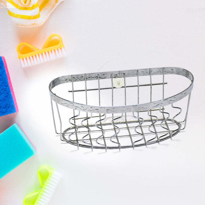Stainless Steel Hanging Storage Holder - 17x8x7 Cm , Silver Finish, Hook Design For Easy Installation And Reusable Suction, Perfect For Bathroom Essentials