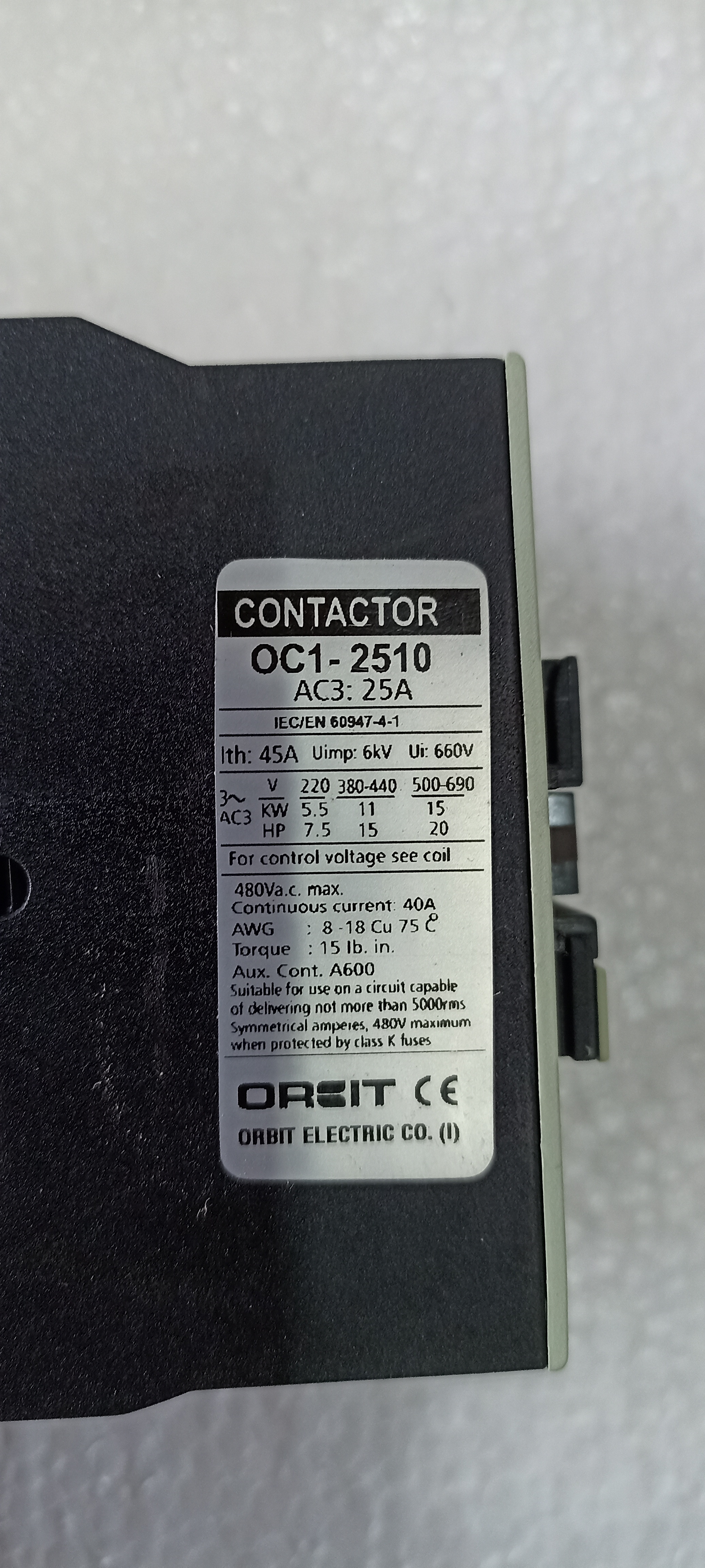 Orbit 25a Contactor