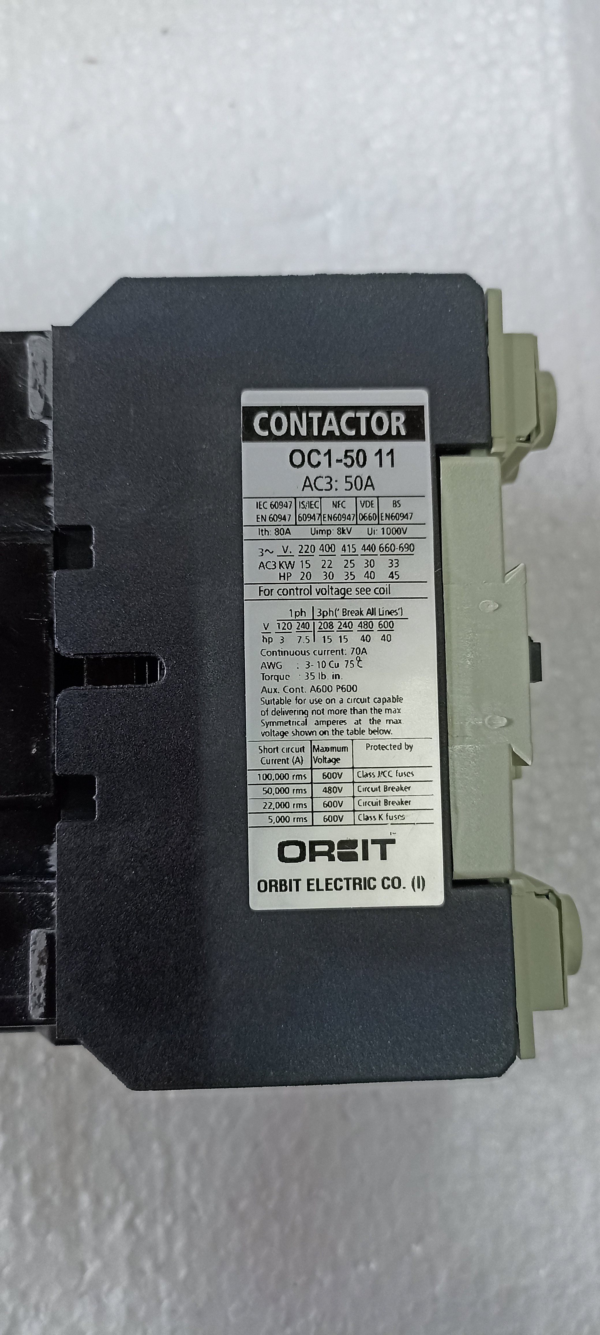 Orbit 50a Contactor