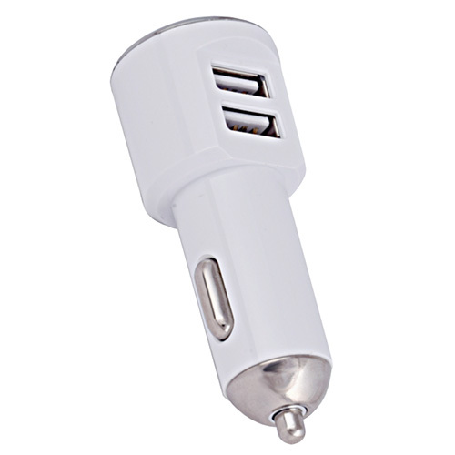 Ud Cu 01 Dual USB Car Charger - Plastic, Compatible with Micro USB, Lightning & Type C Cables, Smart Charge Auto Detect Technology