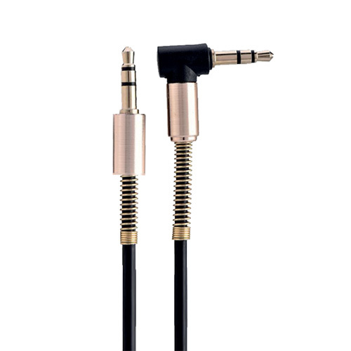Metal Aux Cable - Oxygen-free Copper, Slim Connectors, Black Color | Stress & Stretch Resistant, Corrosion-resistant Plugs, High Fidelity Sound Quality