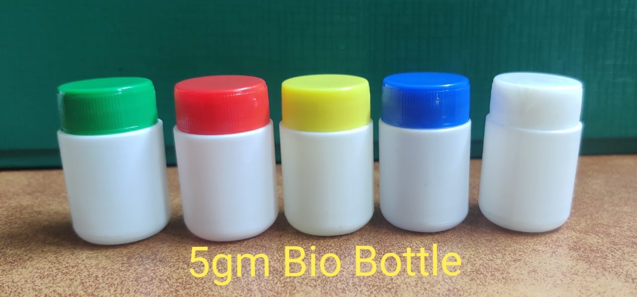Bio Bottles - Hdpe Material, 5gm To 100gm Capacity, White Color With Screw Cap - Opaque Finish, Milky Appearance