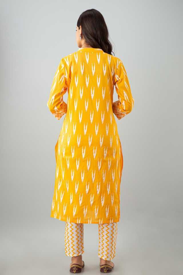 Washable Pihu Yellow Cotton Kurti