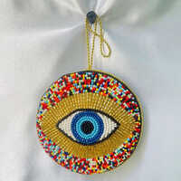 आधुनिक/मुद्रित 9X9 Cm खूबसूरती से डिज़ाइन किए गए हैंडमेड बीडेड हैंगिंग