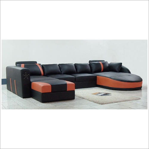 L Corner Leather Sofa Set - Solid Wood & Leather Material, Customized Color | Modern Design, Durable Build, Ideal for Living Room