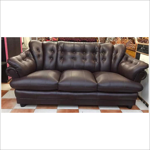 थ्री सीटर ब्राउन सोफा सेट असेंबली की आवश्यकता नहीं