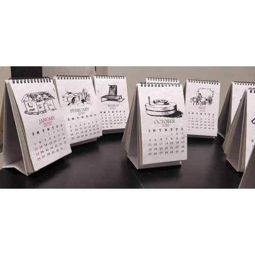 Printed Table Calendar - Paper Material, Lightweight Design, Various Sizes Available | Ideal For Gifts And Promotions