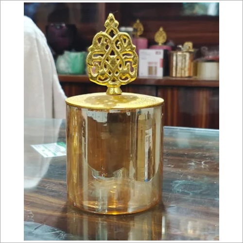 गोल्डन डेकोरेटिव ग्लास स्टोरेज जार